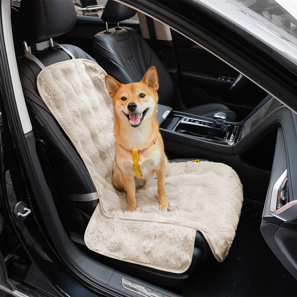 Full view of the pet car seat cover draped over a car seat, showing its protective coverage.