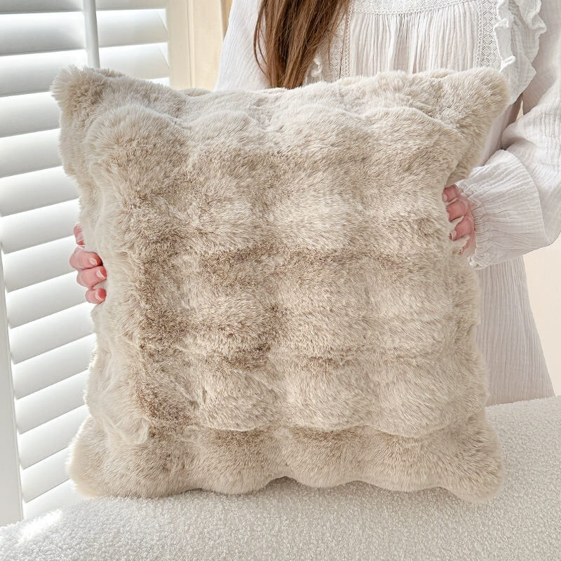 Versatile faux rabbit fur sofa cover, providing a plush, skin-friendly surface and reliable furniture protection.