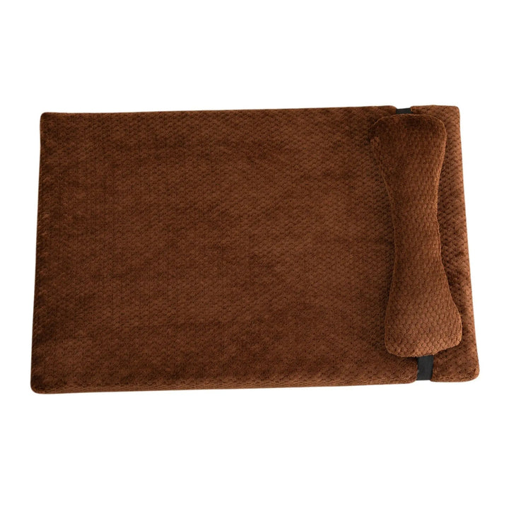 Luxury plush pet mat with raised pillow edge, providing ultimate comfort for anxious dogs.