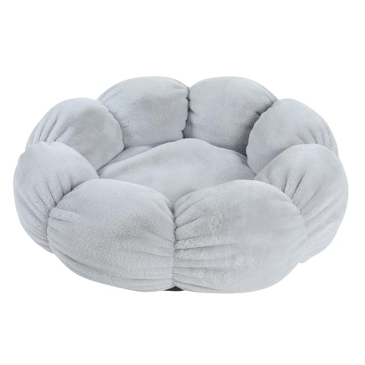 Luxury flower petal cat bed, soft pink plush for ultimate pet relaxation