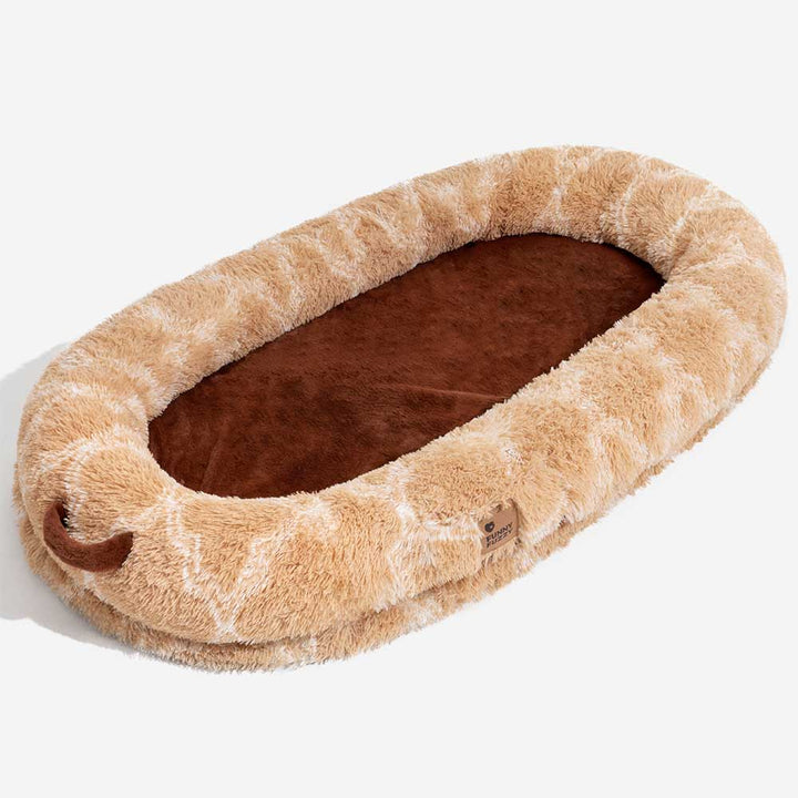 Fluffy donut pet and human cuddle bed, ideal for multiple pets or shared relaxation, soft dog bed.
