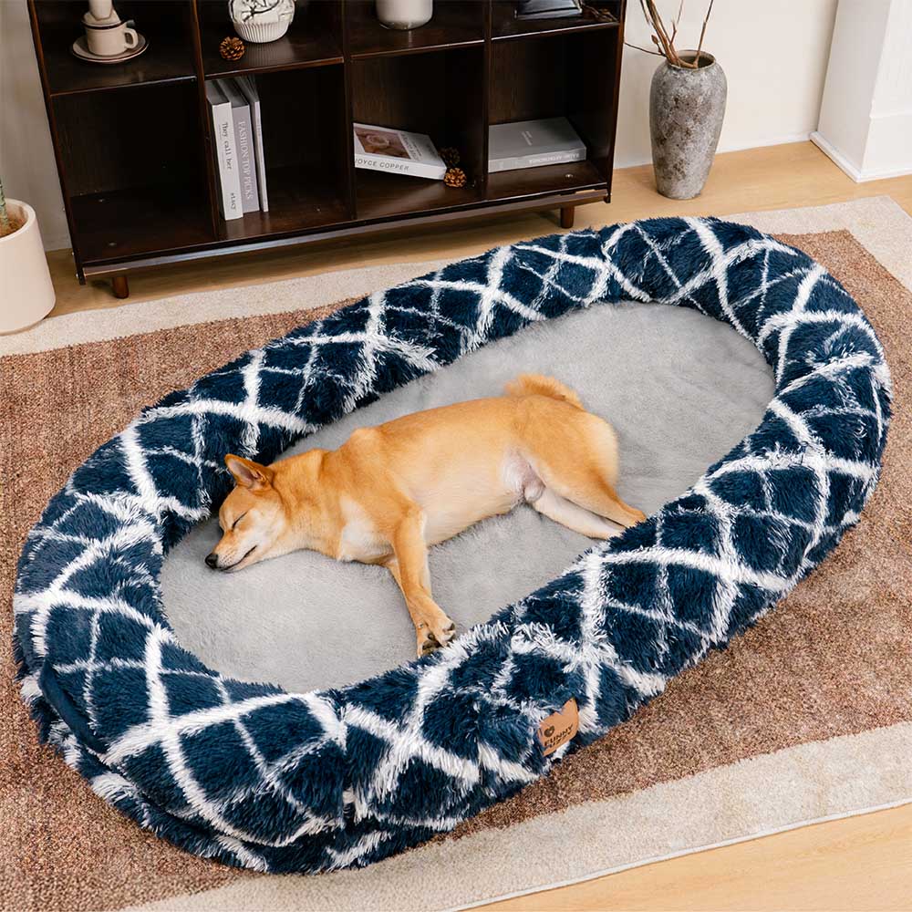 Unisex fluffy donut pet and human bed, designed for ultimate cuddle and relaxation.