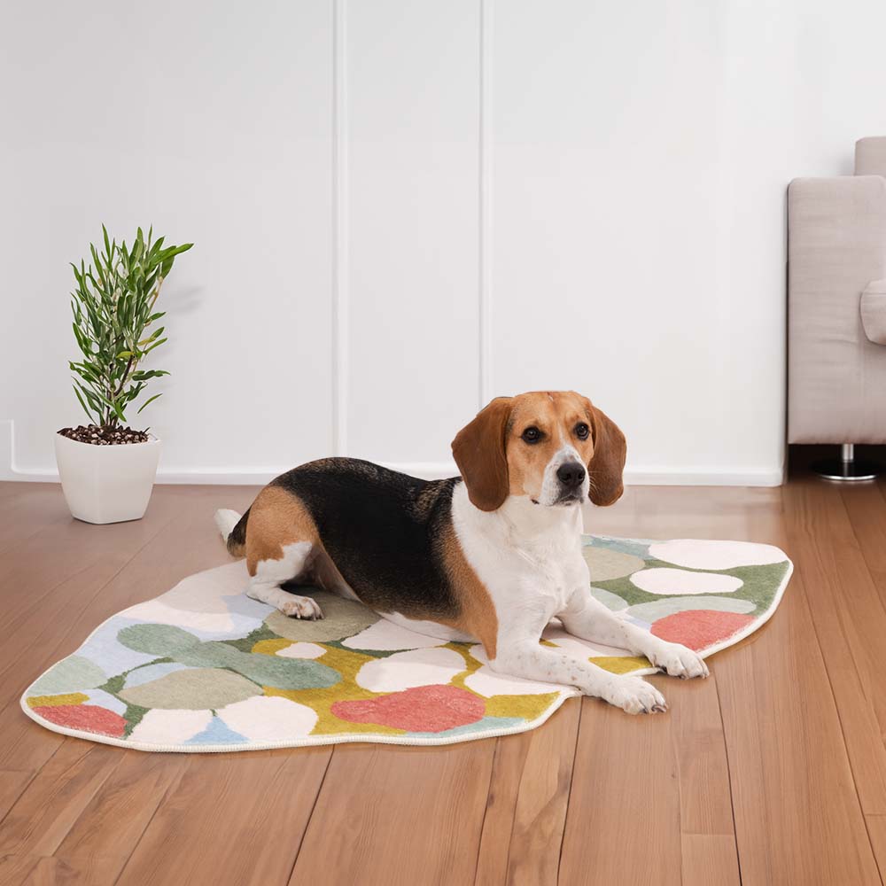 Plush forest green soft dogma with non-slip backing for comfort.
