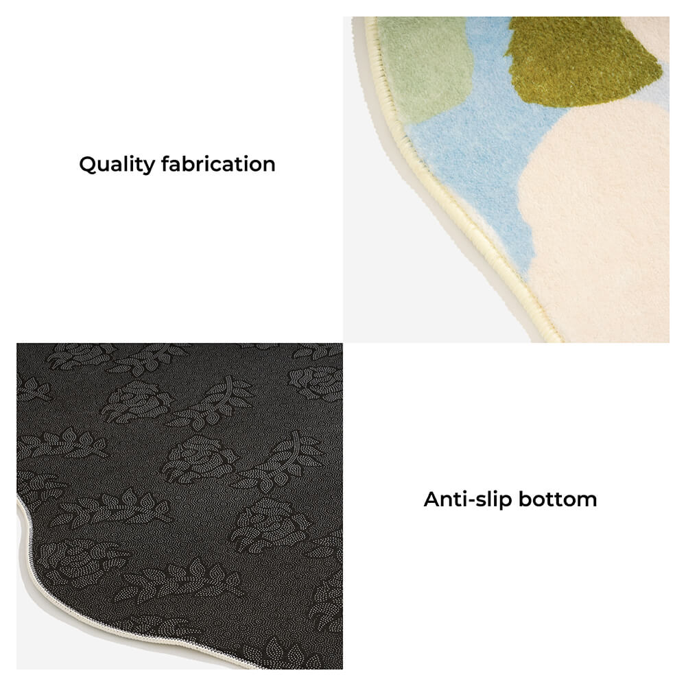 Machine washable plush dog mat, forest green, for easy cleaning.