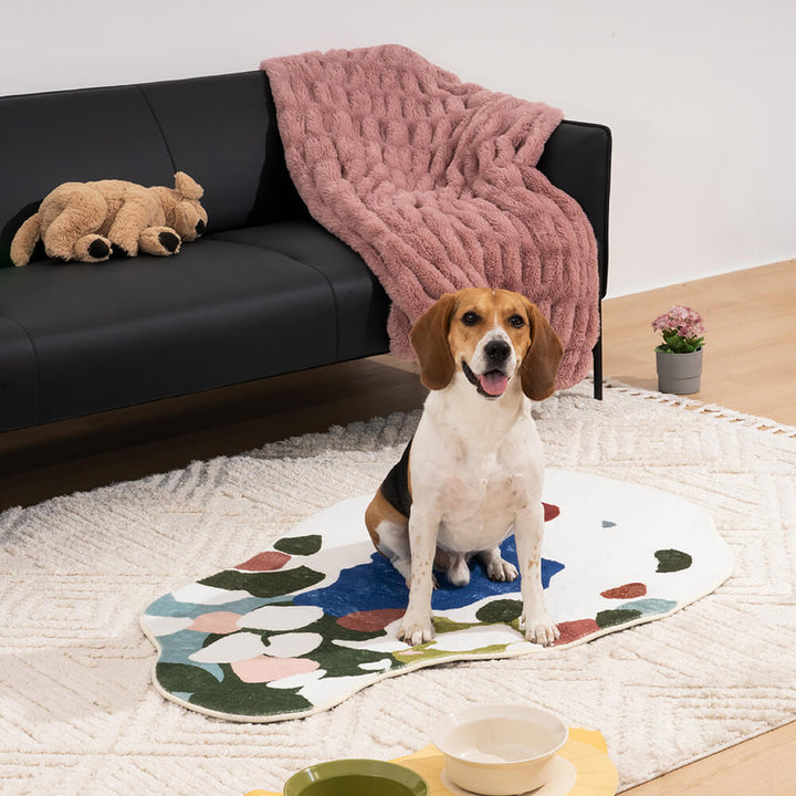 Non-slip forest pet mat, plush and comfortable for small to medium pets.