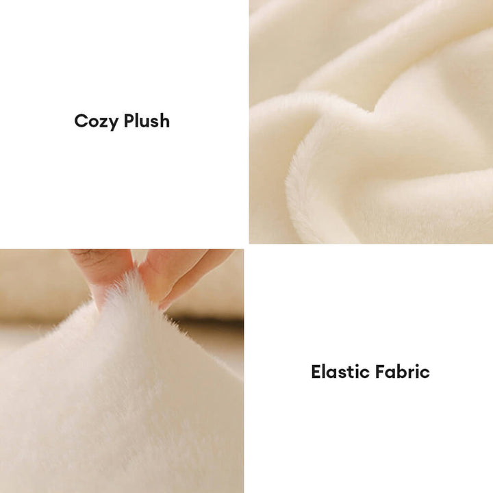 Close-up of the ultra-soft plush fabric of a full coverage sofa cover, emphasizing its texture.