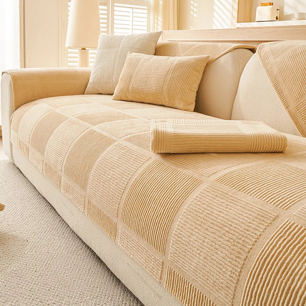 High-quality plush geometric non-slip sofa cover, designed for comfort and long-lasting use.