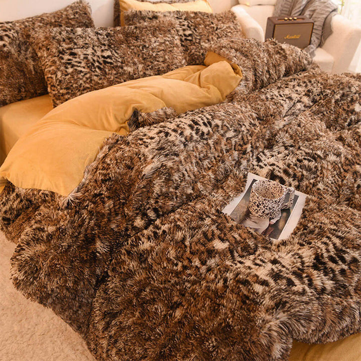 Cozy bedroom upgrade: plush gradient flannel sheet set for warmth