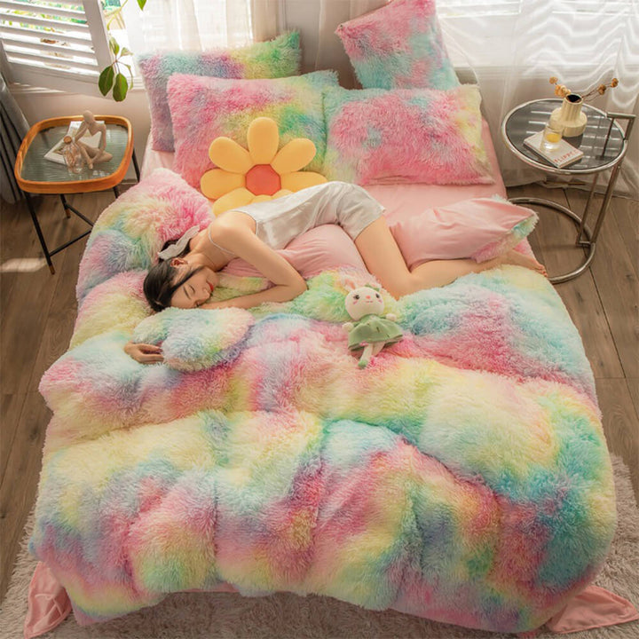 Plush gradient sheet set in soft flannel, warm bedding for luxurious comfort