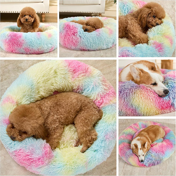 Minimalist anti-anxiety pet bed design, focusing on deep sleep comfort & functionality.