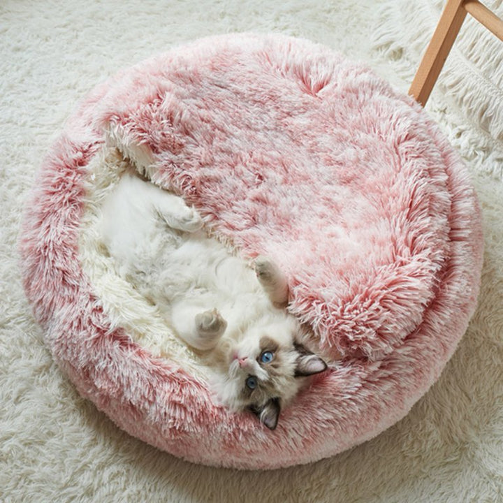 Pet supplies: a soft, round cat bed offering maximum comfort and warmth