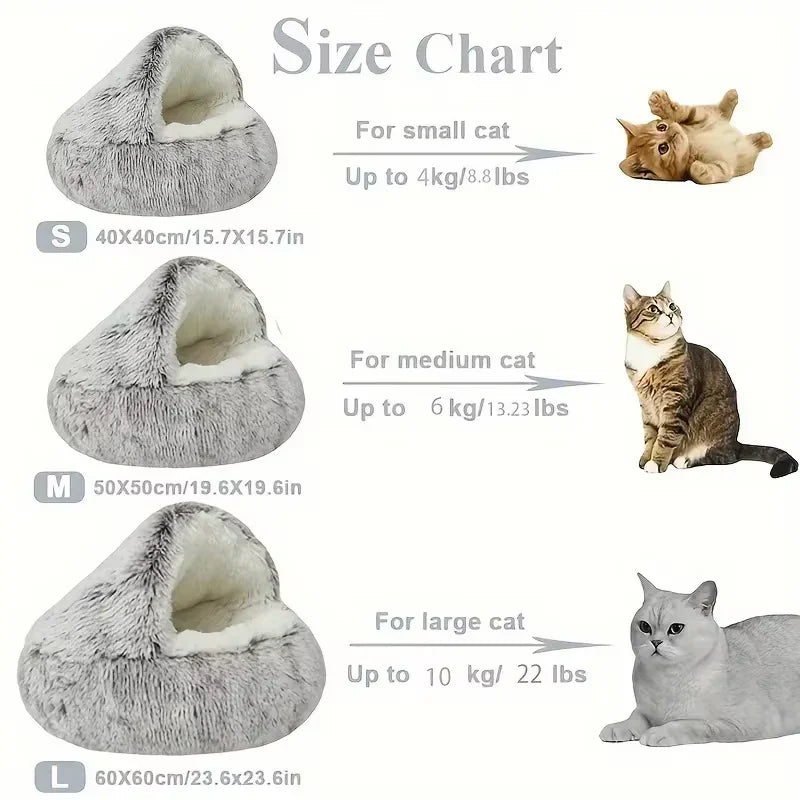 Anxiety relief cat bed, demonstrating its deep, comforting design for pets
