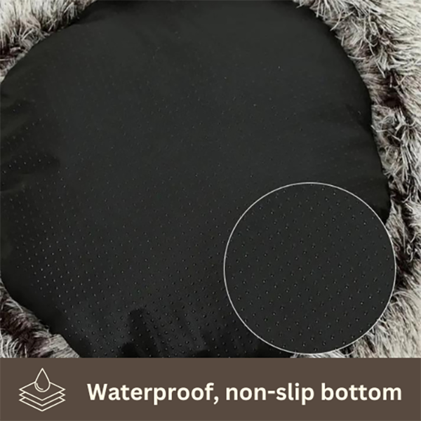 Grey calming pet bed, a luxurious retreat for anxious indoor cats