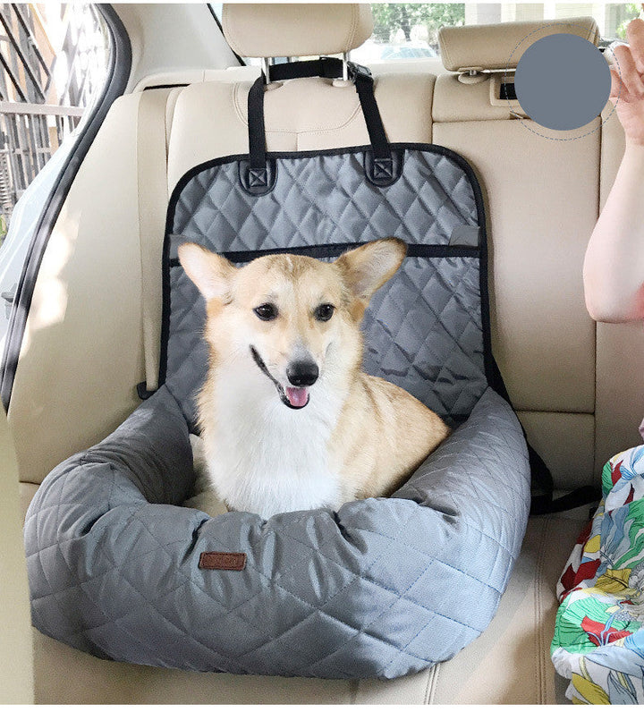Portable pet safety car seat bed for dogs, ensuring secure and cozy auto travel