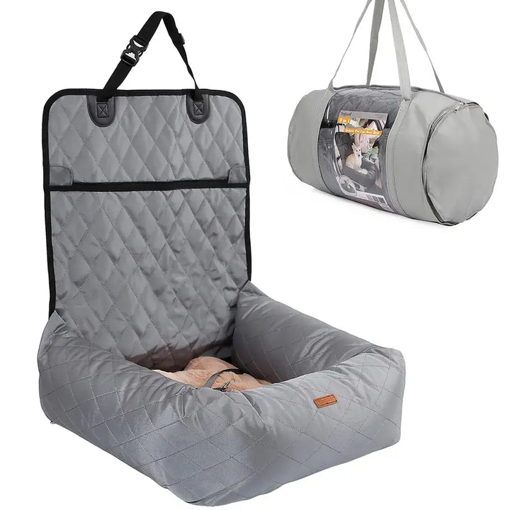 Pet travel dog bed easily installed in a car, an essential auto accessory for safety