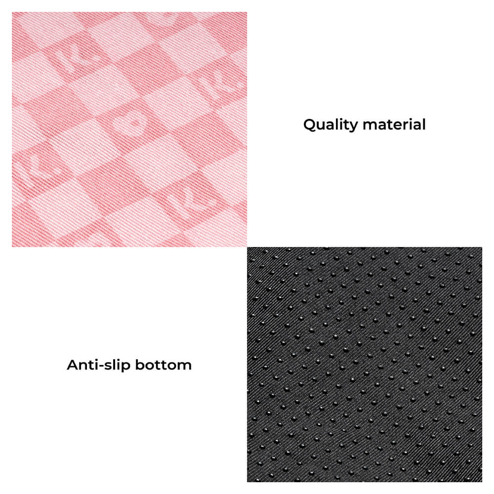 Washable dog car seat with a patterned pet scarf, ideal for pet travel and clean-ups.
