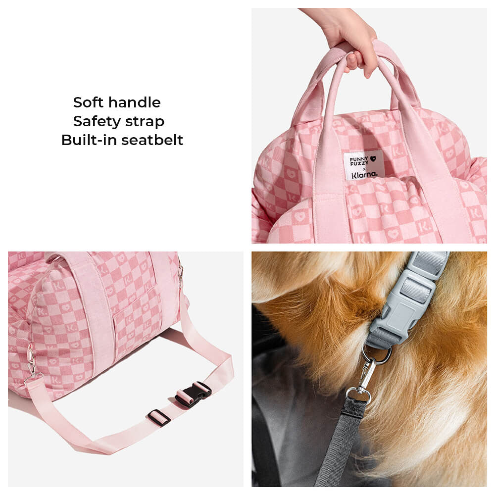 Dog car seat for medium dogs, offering car safety and a cozy dog bed for long trips.