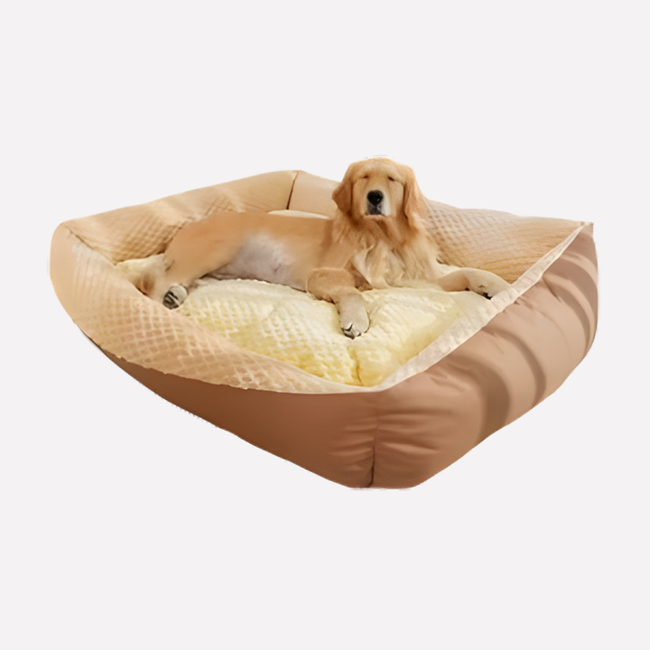 Plush grey dog deep sleep calming pet bed with removable cover, ideal for comfort and anxiety relief