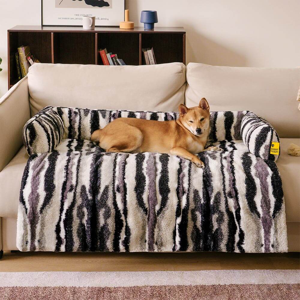 Plush grey dog mat for sofa protection, soft pet bed for ultimate comfort and home decor.