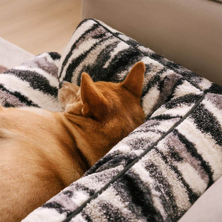 Nordic design plush dog sofa protector, providing warmth and comfort for your pet.