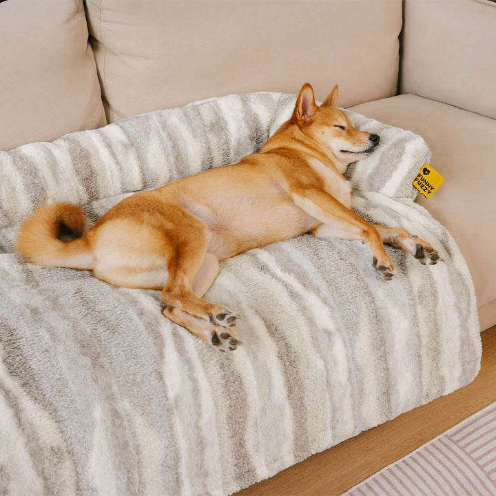 Anti-slip backing of a pet furniture protector, ensuring dog mat stays in place.
