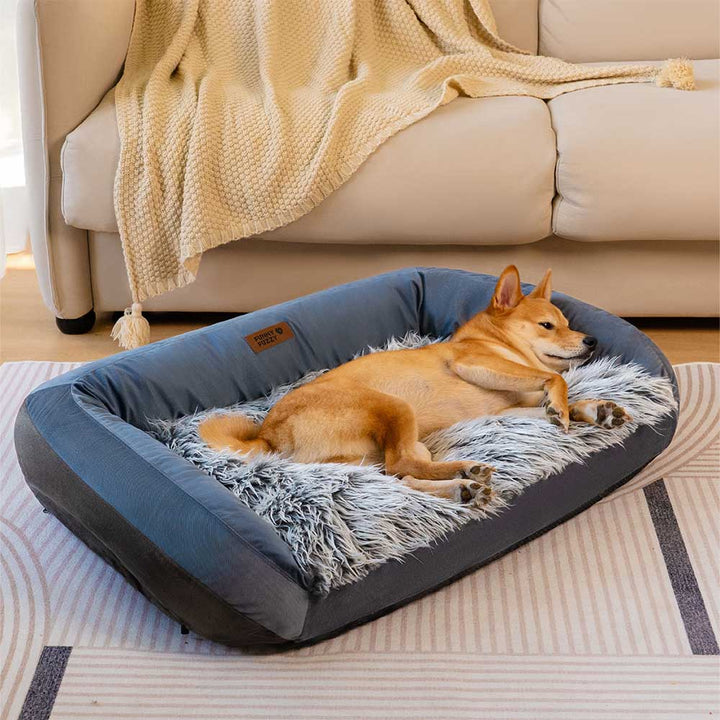 Overhead shot of the washable dog bed, showcasing its spacious design for large dogs.