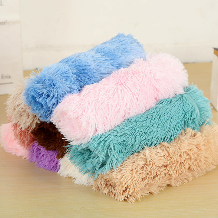 Puppy playing on a soft plush pet blanket, cozy and comfortable dog and cat bed