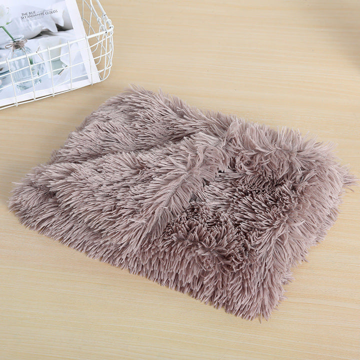 Folded plush pet blanket showing thickness, soft washable dog and cat bed