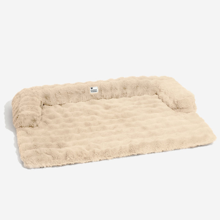 Pet sofa protector and calming dog bed mat protecting a couch from pet hair and messes