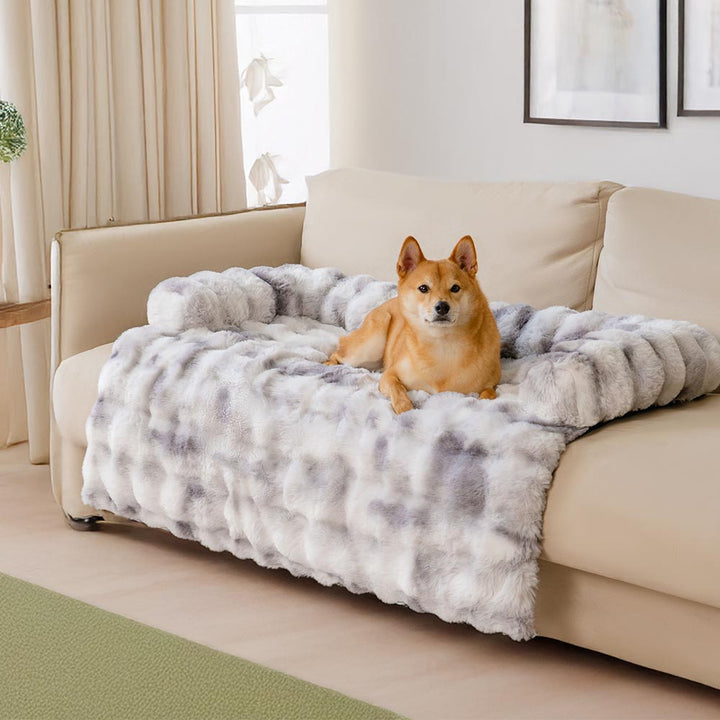 Calming dog bed mat with raised edges, a pet sofa protector for ultimate comfort