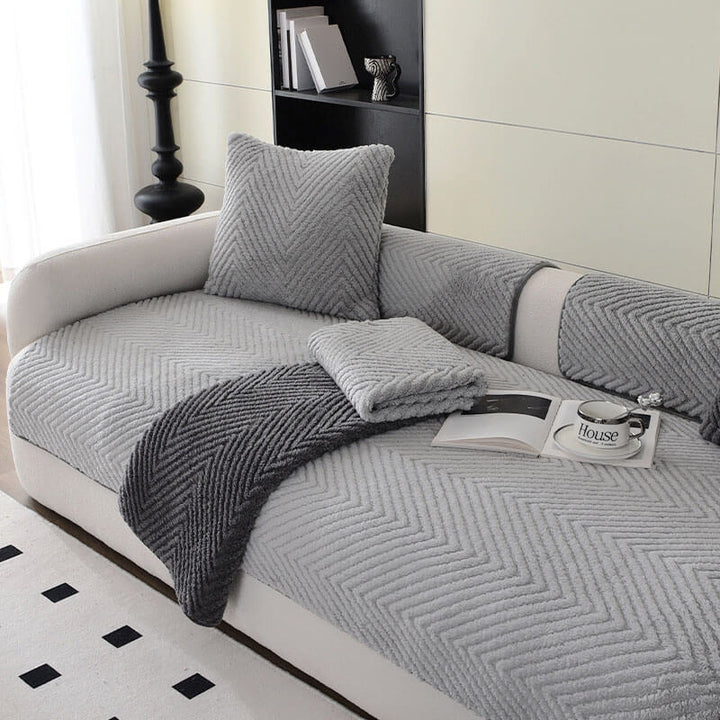 Elegant herringbone cushion cover, plush fabric for a cozy and stylish home accent