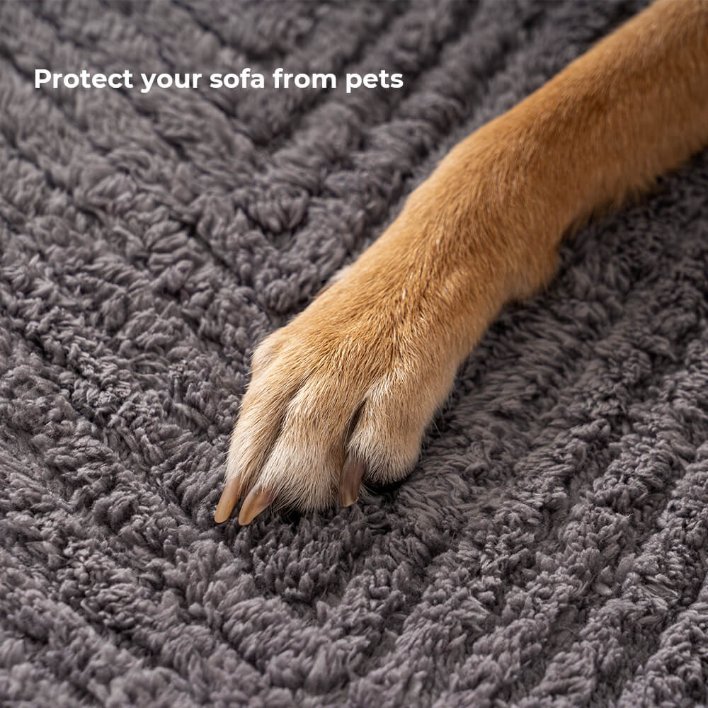 Non-slip plush herringbone couch protector, durable and soft, for modern home interiors