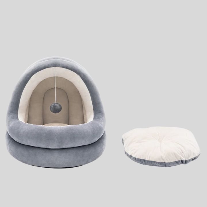 Plush indoor pet sofa bed with removable, washable cover for ultimate cat & dog comfort in brown