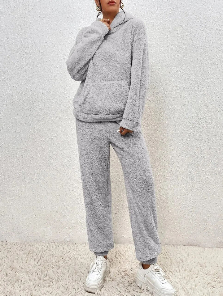 Women's ultimate comfort plush set, cozy loungewear for leisure, home, and casual wear.