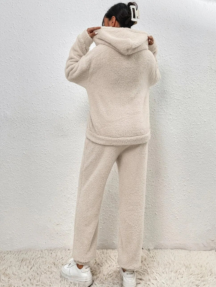 Softest women's two-piece loungewear set, plush fabric for ultimate comfort & cozy style.