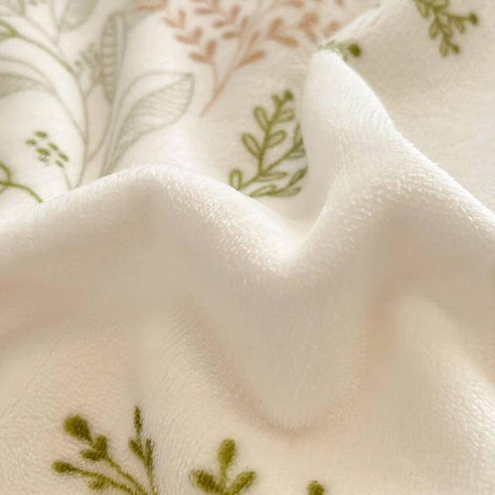 Close-up of the soft texture on a milk velvet warm bed sheet and matching quilt cover