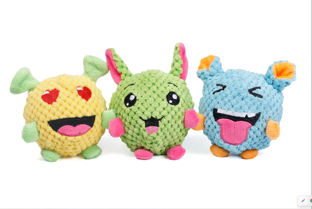 Monster ball plush dog toy, interactive chew for canine dental health and fun, safe pet toy