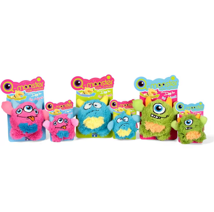 Durable interactive plush monster ball for dogs, squeaky pet toy for stimulating canine minds