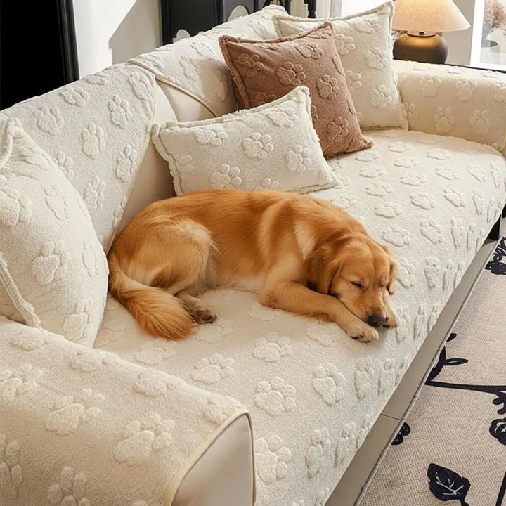 Non-slip furniture protector sofa cover with cute paw print pattern, great for families
