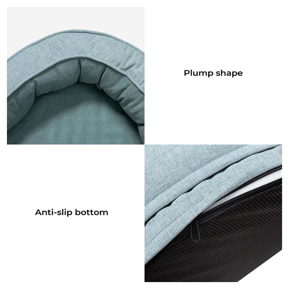 Round fluffy dog bed, donut style, orthopedic for anxiety relief and superior comfort.