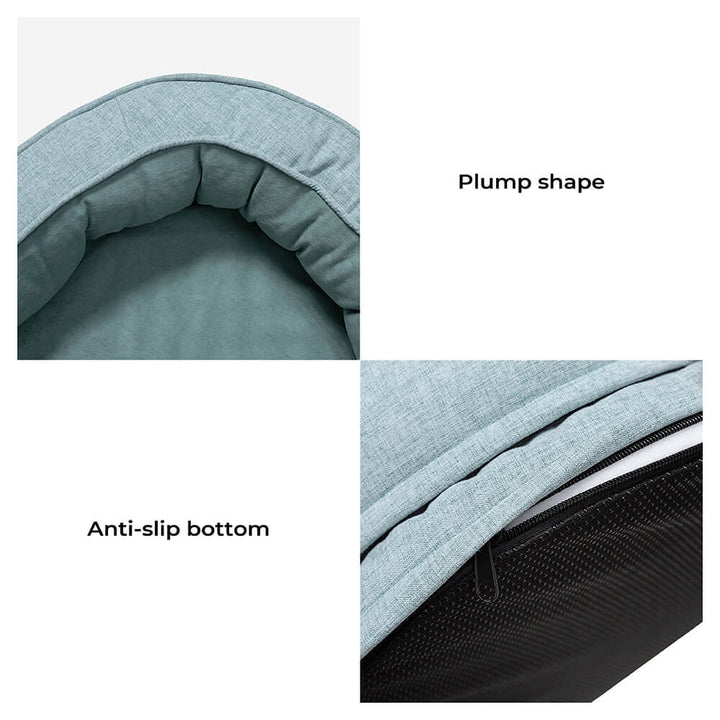 Round fluffy dog bed, donut style, orthopedic for anxiety relief and superior comfort.