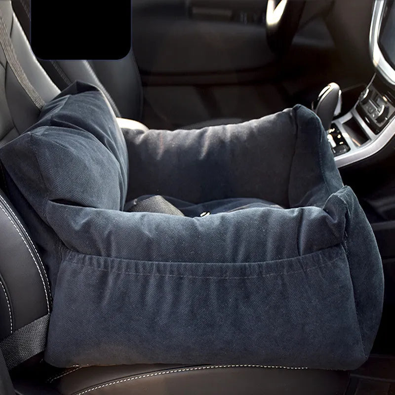 Comfortable dog car carrier and cat bed for vehicle travel, a cozy and secure pet accessory.