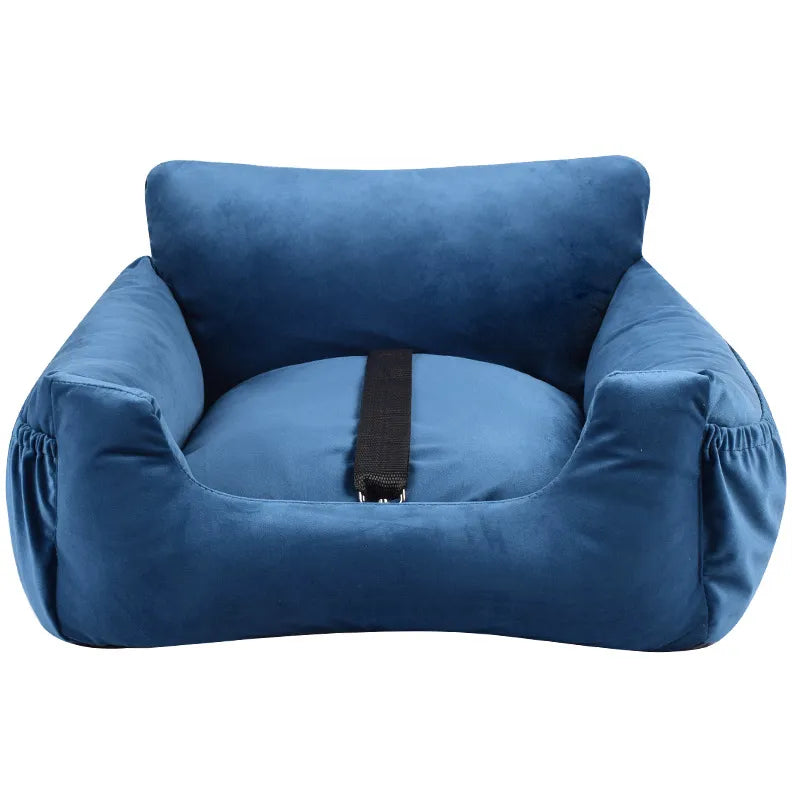 Versatile pet car bed for dogs and cats, doubles as a carrier for safe and comfortable travel.