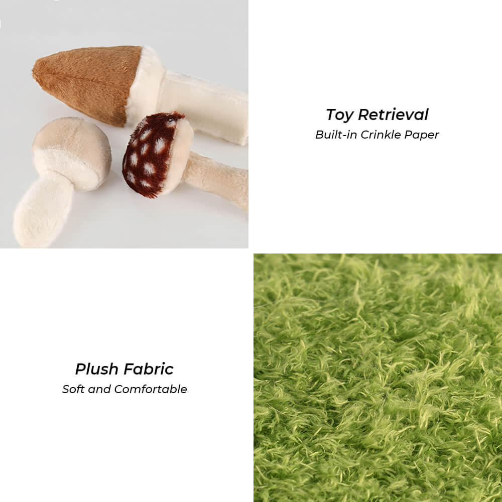 Cozy dognest pet bed with a nature-inspired design and secure removable plush toys for engagement.