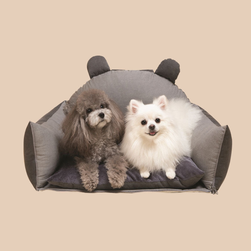 Versatile pet car seat bed with adorable bear ears, promoting pet safety and relaxation.