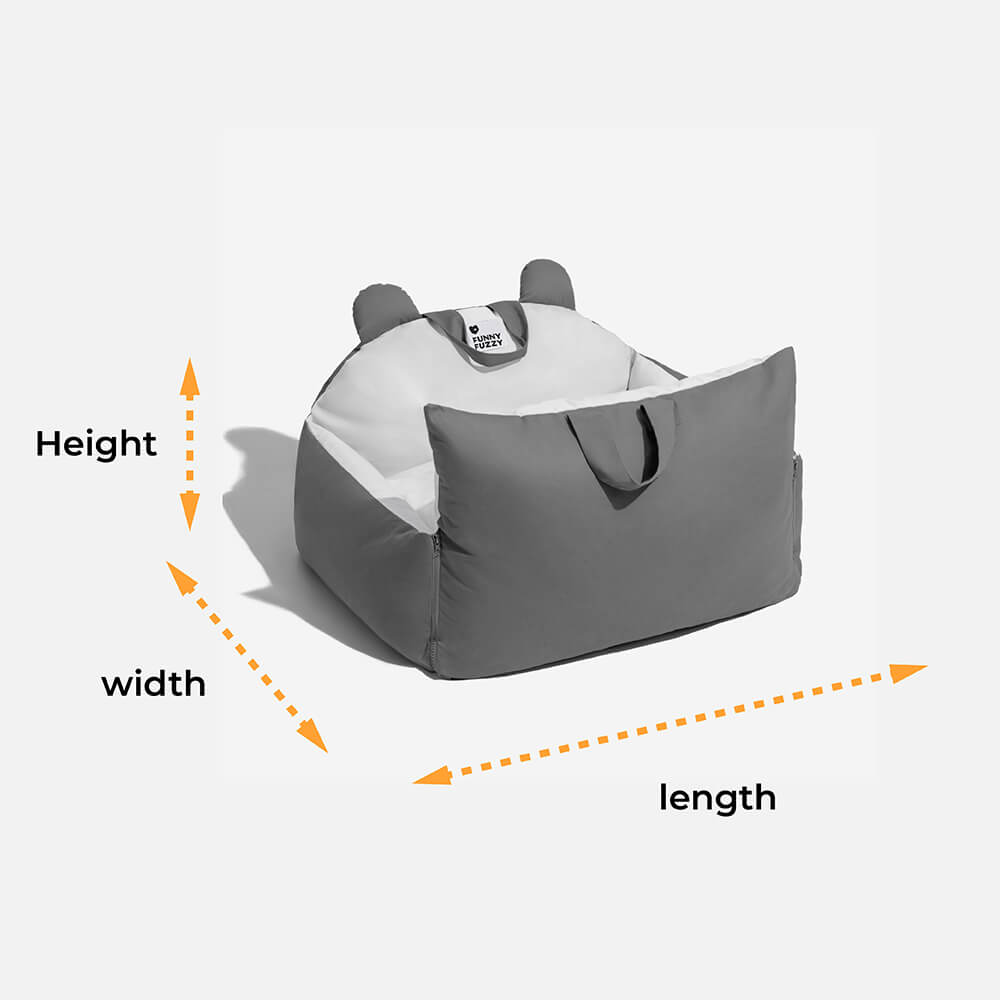 Lightweight pet travel dog bed with bear ears, making car journeys enjoyable for dogs.