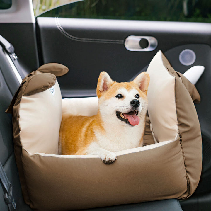 Practical pet travel dog seat with bear ears, ensuring your furry friend travels in style & safety.