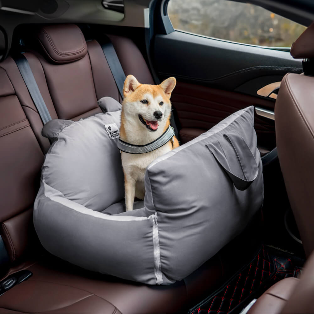 Premium pet safety car seat bed with bear ears, a plush solution for dog car travel.