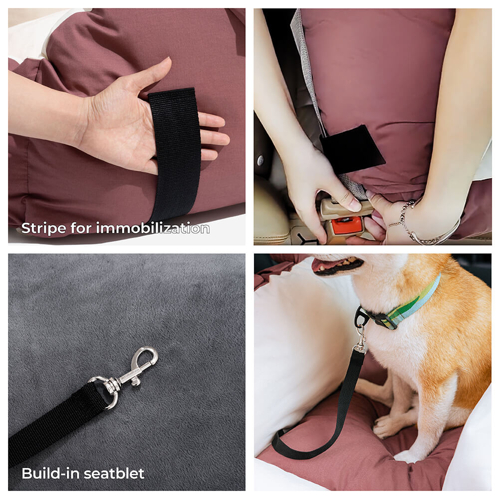 Easy-clean dog car seat with bear ear design, an essential pet safety travel accessory.
