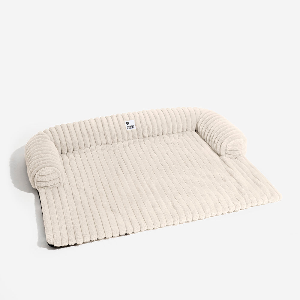 Dog mat fluffy couch cover, gray, with bolster, easy to wash, non-slip, essential pet furniture protector.